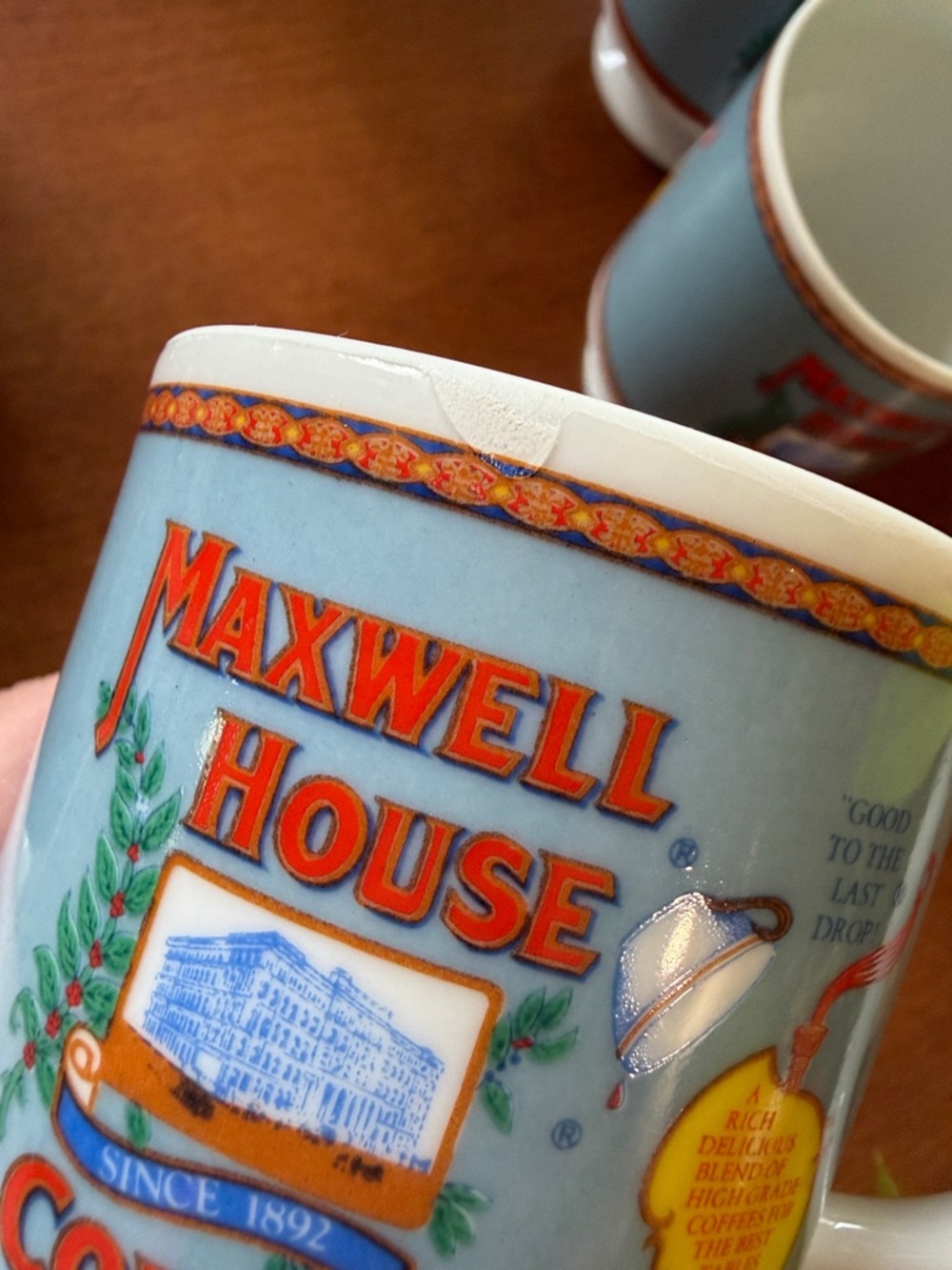Vintage Porcelain Maxwell House Pedestal Coffee Cup Set of 7 - Picture 8 of 13
